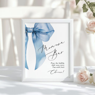 Blauwe strik Momosa bar Baby Boy Shower Poster