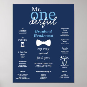 Blauwe Strik Mr Onederful Mijlpaal Poster