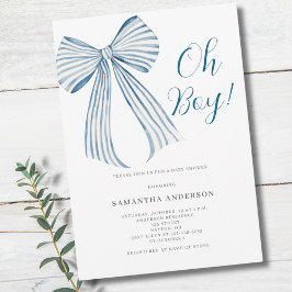 Blauwe strik Oh jongen baby shower Kaart