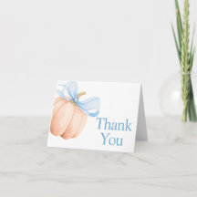 Blauwe Strik Oranje Pompoen Baby Shower