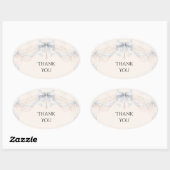 Blauwe Strik Parel Bruiloftsticker Ovale Sticker (Vel)