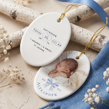 Blauwe Strik Persoonlijke Baby Naam Foto Geboorte 