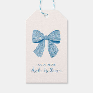 Blauwe Strik Persoonlijke Klassieke Preppy Cadeau Cadeaulabel
