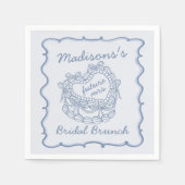 Blauwe Strik Retro Hart Coquette Cake Bruids Brunc Servet (Voorkant)