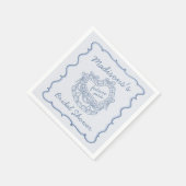 Blauwe Strik Retro Hart Coquette Cake Bruidsmeisje Servet (Hoek)