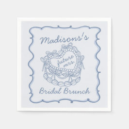 Blauwe Strik Retro Hart Coquette Taart Bruids Brun Servet
