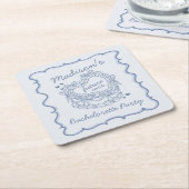 Blauwe Strik Retro Hart Coquette Taart Verlovingsf Kartonnen Onderzetters (Schuin)