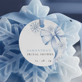 Blauwe Strik Sneeuwvlok Winter Bruiloft Feest Favo Bedankjes Labels