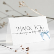 Blauwe Strik Stof Baby Shower Bedankt