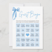 Blauwe Strik Vind de Gast Bingo Bruiloftspel Kaart (Voorkant)