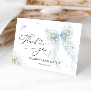Blauwe Strik Vlinder Baby Shower Bedankkaart