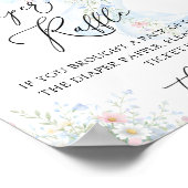 Blauwe Strik Vlinder Baby Shower Luier Raffle Poster (Hoek)