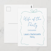 blauwe strik vrouw van het feest naam datum spaans briefkaart (Voorkant / Achterkant)