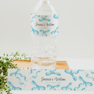 Blauwe Strik Waterfles Etiket