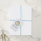 Blauwe Strik Waterverf Krans Grandmillennial Cadeaulabel (Met Touw)