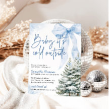 Blauwe Strik Winter Baby Shower Het Is Koud Buiten