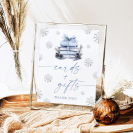 Blauwe Strik Winter Boeken Baby Shower Kaarten & C Poster