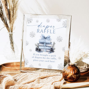 Blauwe Strik Winter Boeken Baby Shower Luier Raffl Poster