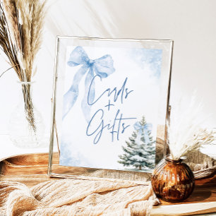 Blauwe Strik Winter SneeuwvlokBaby Shower Kaarten  Poster