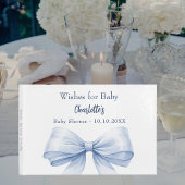 Blauwe strik wit wenst jongetje Baby shower Gastenboek