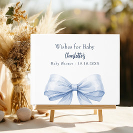 Blauwe strik wit wenst jongetje Baby shower Gastenboek