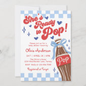 Blauwe strik Ze staat op springen Baby Shower Kaart (Voorkant)
