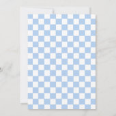 Blauwe strik Ze staat op springen Baby Shower Kaart (Achterkant)