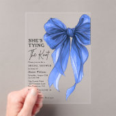 Blauwe strik zij knoopt de knoop bruids douche acryl uitnodigingen (Insitu (Draagbaar))