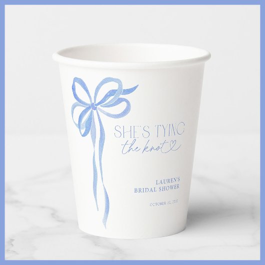 Blauwe strik zij knoopt de knoop bruids douche papieren bekers