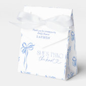 Blauwe strik zij knoopt de knoop bruidsfeest bedankdoosjes (Voorkant Zijde)