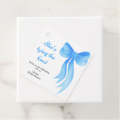 Blauwe Strik Zij Knoopt de Knoop Bruidsfeest Bedankjes Labels (In situ)