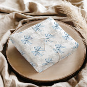 Blauwe Strik Zilveren Sneeuwvlok Winter Thema Tissuepapier
