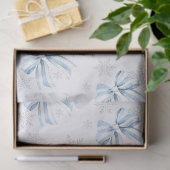 Blauwe Strik Zilveren Sneeuwvlok Winter Thema Tissuepapier (Geschenk)