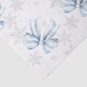 Blauwe Strik Zilveren Sneeuwvlok Winter Thema Tissuepapier (Detail)