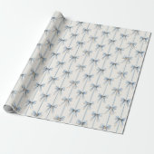 Blauwe Strikken Crème Bruidsdouche Cadeaupapier (Uitgerold)