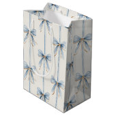 Blauwe Strikken Crème Bruidsdouche Medium Cadeauzakje (Achterkant Gekanteld)