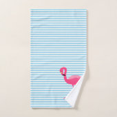 BLAUWE STRIPE FLAMINGO BATHROOM TOWEL SET BAD HANDDOEK (Handdoek)