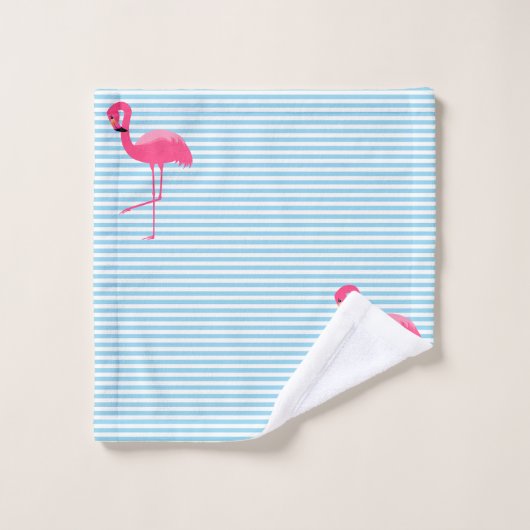 BLAUWE STRIPE FLAMINGO BATHROOM TOWEL SET BAD HANDDOEK (Wasdoekje)