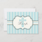 blauwe Stripe Religieuze RSVP-reactiekaart RSVP Kaartje (Voorkant)