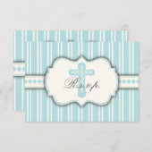  blauwe Stripe Religieuze RSVP-reactiekaart RSVP Kaartje (Voorkant / Achterkant)