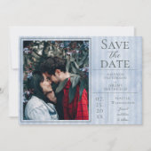 Blauwe  Striped Foto slaat de datum op Save The Date (Voorkant)