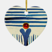BLAUWE STRIPES EN RODE RUBY HEART KERAMISCH ORNAMENT (Voorkant)