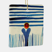 BLAUWE STRIPES EN RODE RUBY KERAMISCH ORNAMENT (Rechts)