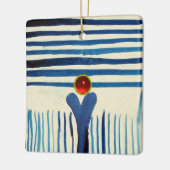 BLAUWE STRIPES EN RODE RUBY KERAMISCH ORNAMENT (Links)