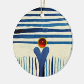 BLAUWE STRIPES EN RODE RUBY KERAMISCH ORNAMENT (Links)