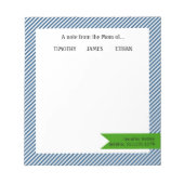 Blauwe Stripes, groene notitie van de moeder van.. Notitieblok (Voorkant)