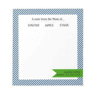 Blauwe Stripes, groene notitie van de moeder van.. Notitieblok