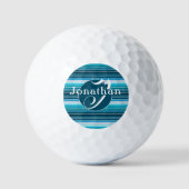 Blauwe Stripes Navy, Sky Blue, Aqua Monogrammed Golfballen (Voorkant)