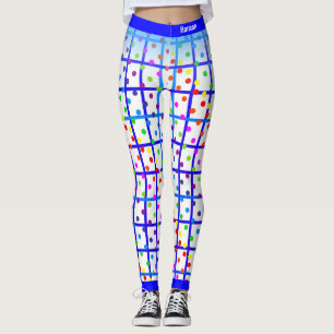 Blauwe stripes regenboogpokadoop op je eigen kleur leggings