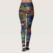 Blauwe, strippen, unieke leggings (Achterkant)